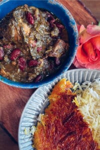 Ghormeh Sabzi Persian fresh herb stew with rice