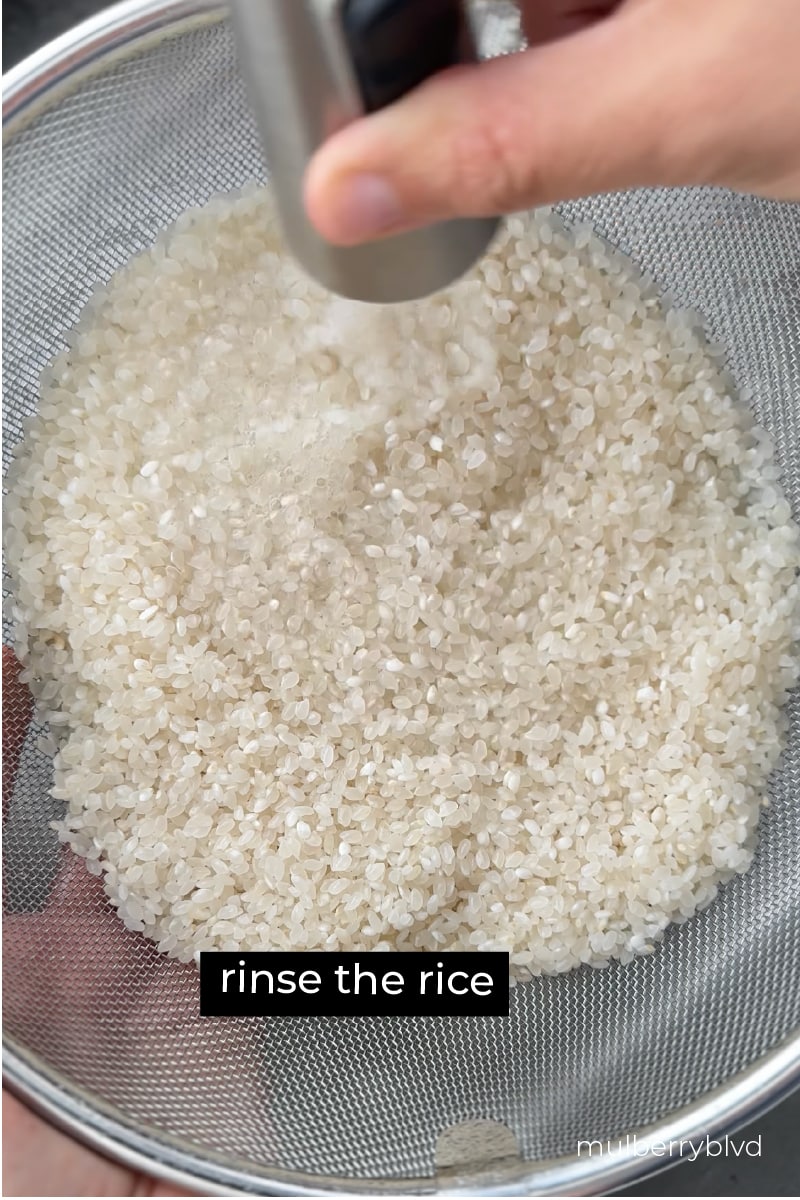 Close up of rinsing the rice