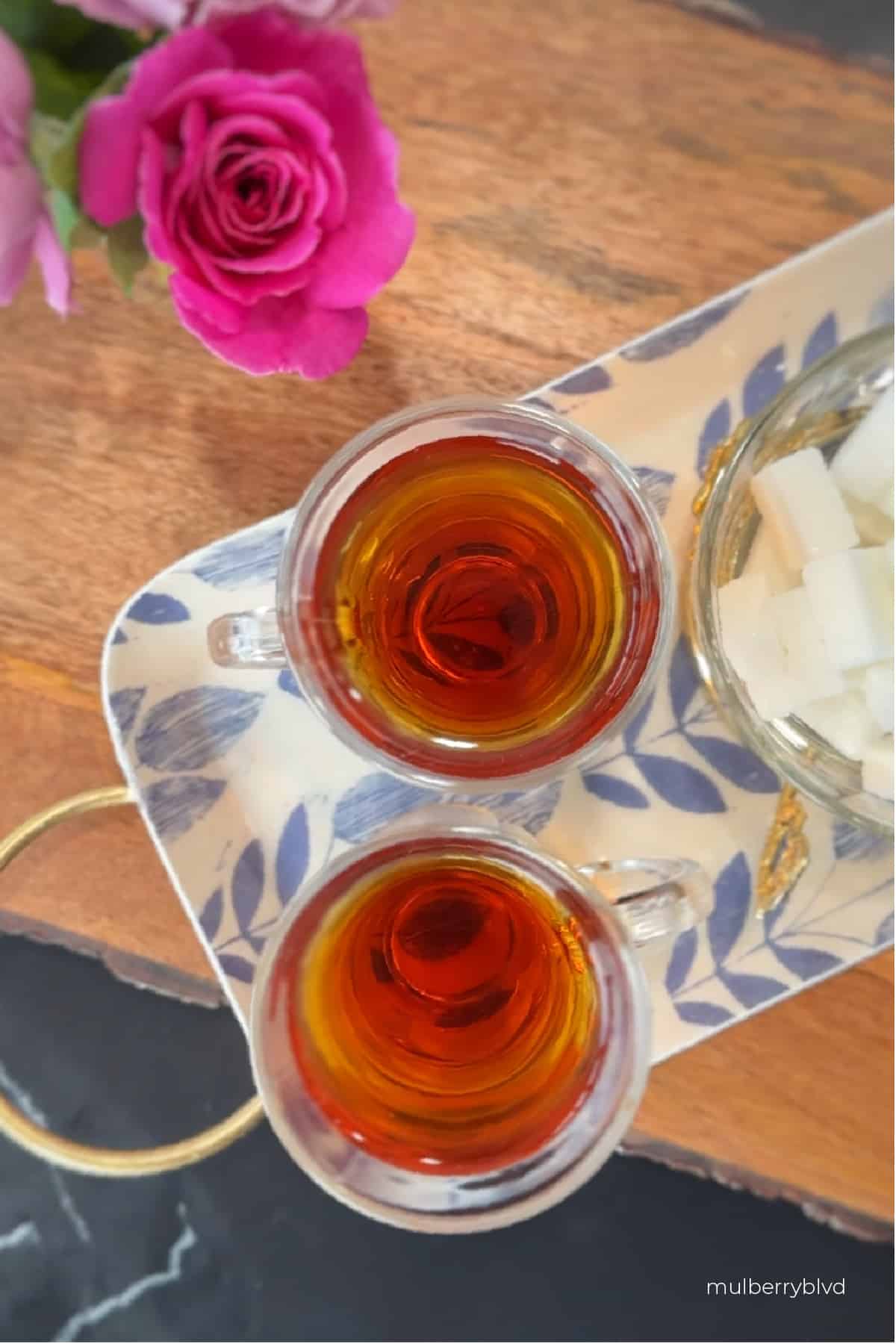 Two glasses of Persian black tea
