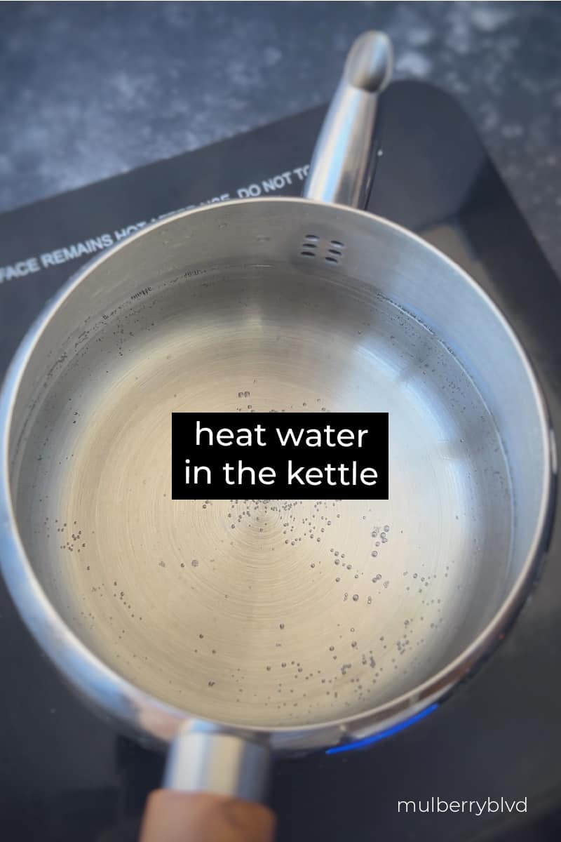 Water in a pot starting to boil