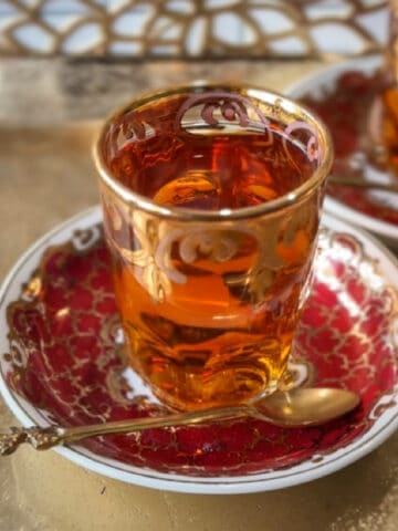 A glass of delicious Persian black tea